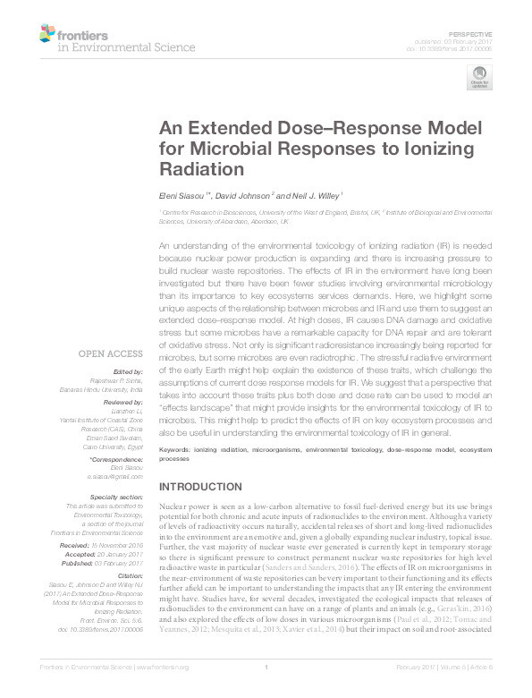 An extended dose-response model for microbial responses to ionizing radiation Thumbnail