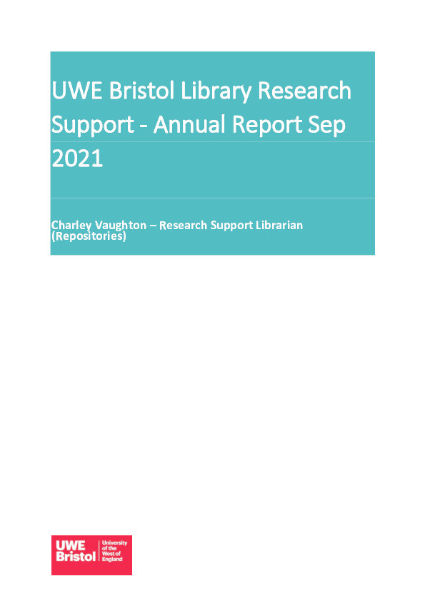 UWE Bristol Library Research Support - annual report Sep 2021 Thumbnail