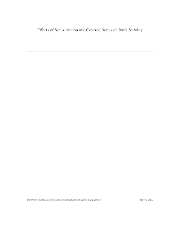 Effects of securitization and covered bonds on bank stability Thumbnail