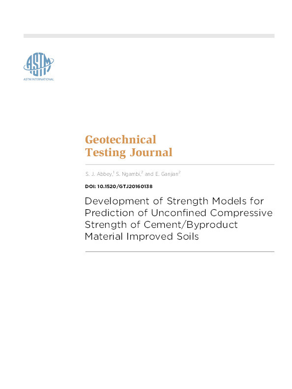 Development of strength models for prediction of unconfined compressive strength of cement/byproduct material improved soils Thumbnail