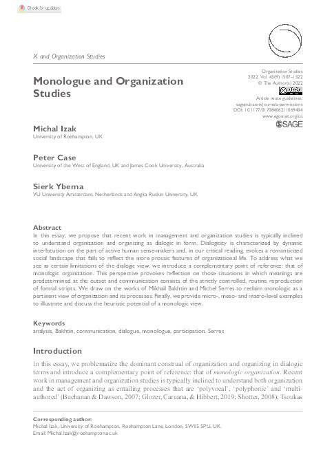 Monologue and organization studies Thumbnail