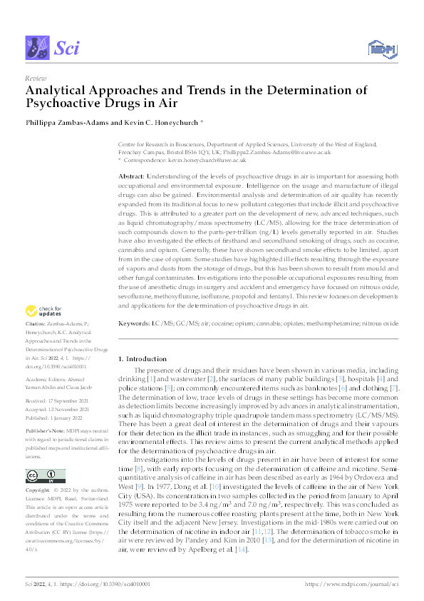 Determination of psychoactive drugs in air Thumbnail