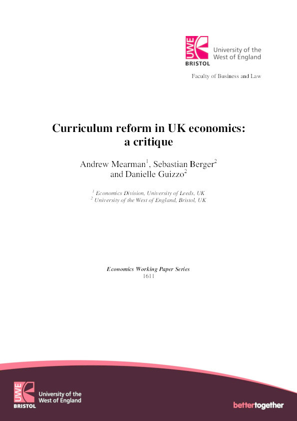 Curriculum reform in UK economics: A critique Thumbnail