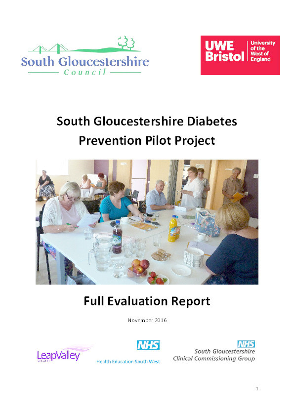 South Gloucestershire diabetes prevention pilot project: Full evaluation report Thumbnail