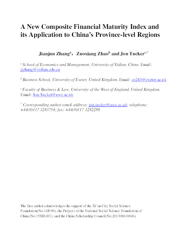 A new composite financial maturity index and its application to China’s province-level regions Thumbnail