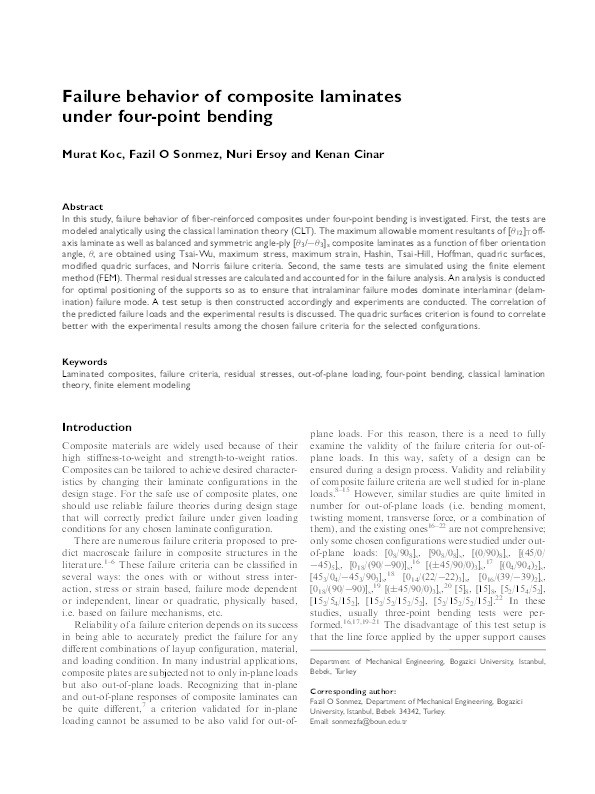 Failure behavior of composite laminates under four-point bending Thumbnail