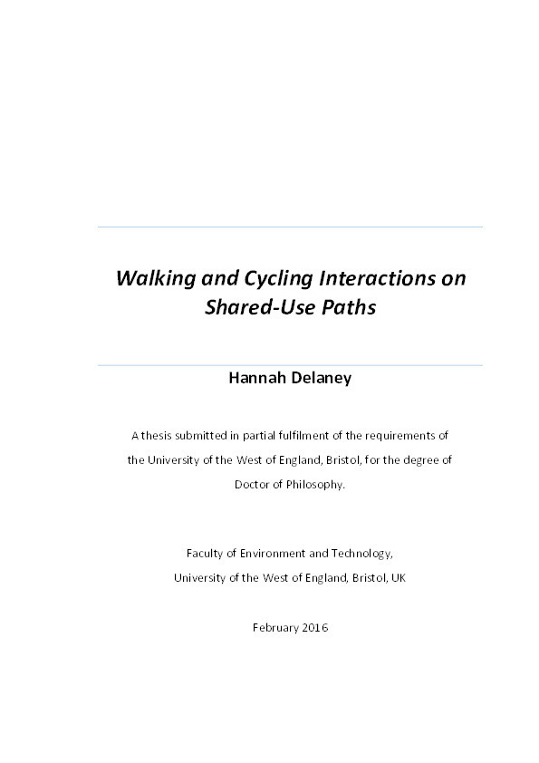 Walking and cycling interactions on shared-use paths Thumbnail
