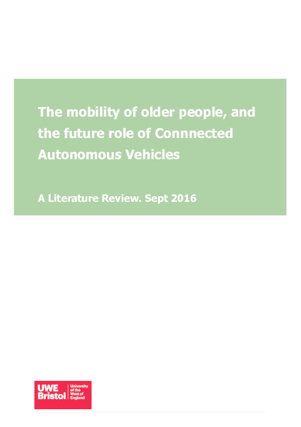 The mobility of older people, and the future role of Connected Autonomous Vehicles Thumbnail