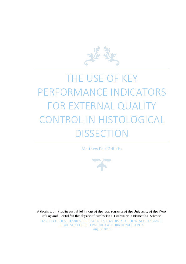 The use of key performance indicators for external quality control in histological dissection Thumbnail