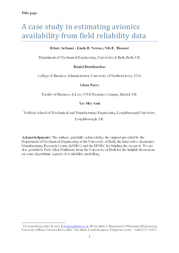 A case study in estimating avionics availability from field reliability data Thumbnail