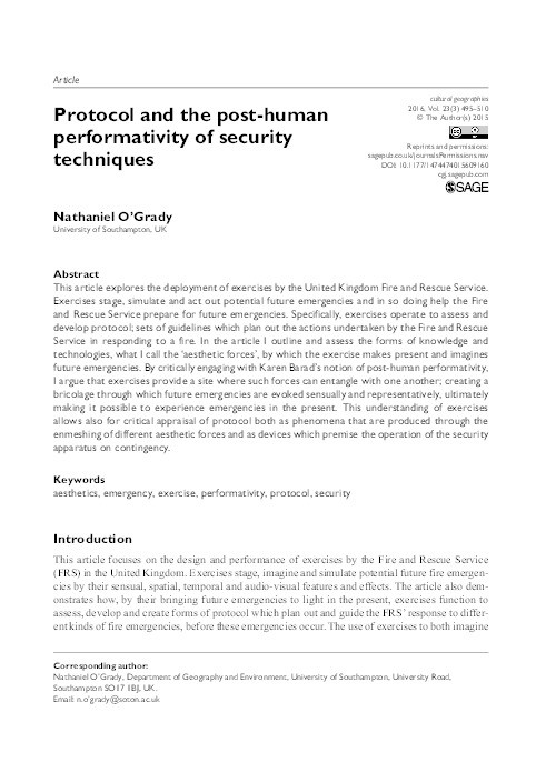 Protocol and the post-human performativity of security techniques Thumbnail