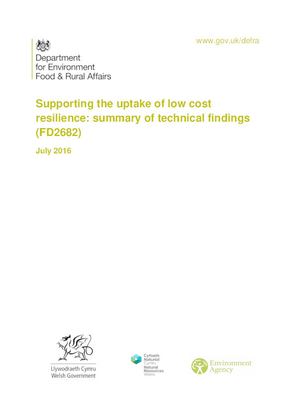 Supporting the uptake of low cost resilience: Summary of technical findings (FD2682) Thumbnail