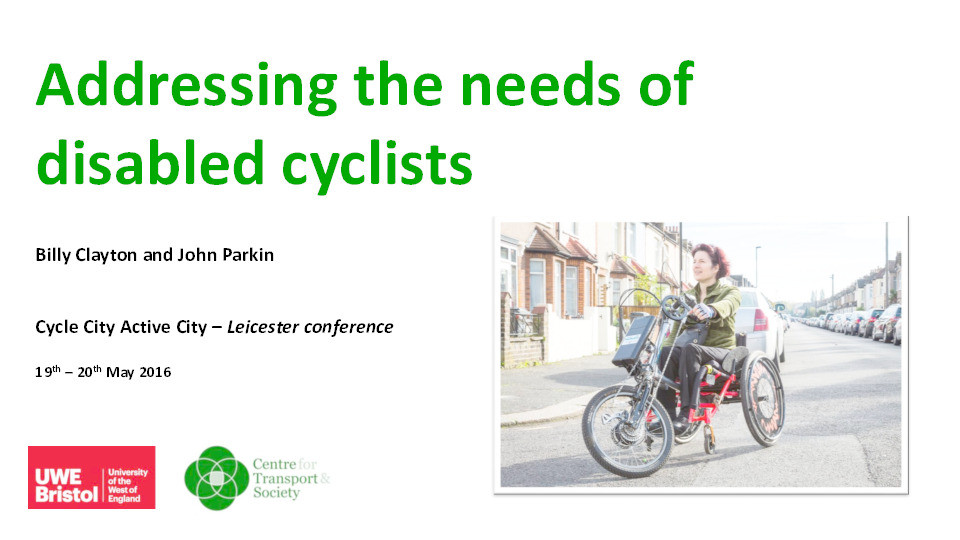 Addressing the needs of disabled cyclists Thumbnail