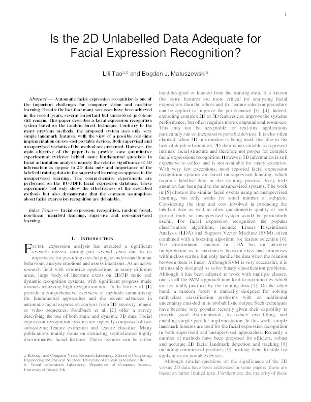 Is the 2D unlabelled data adequate for facial expression
recognition? Thumbnail