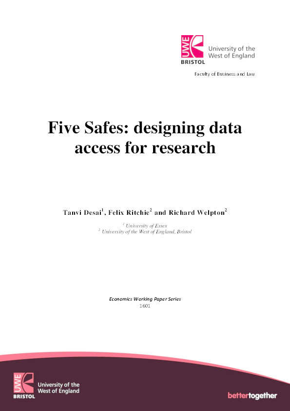 Five Safes: Designing data access for research Thumbnail