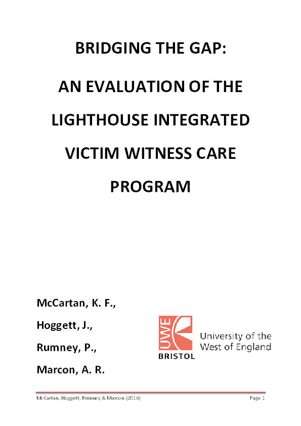 Bridging the gap - An evaluation of the Lighthouse integrated victim witness care program Thumbnail