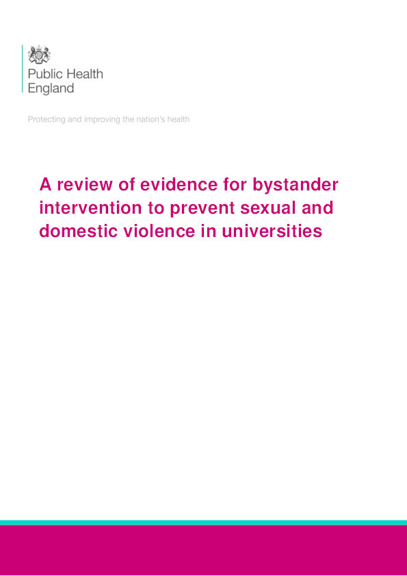 A review of evidence for bystander intervention to prevent sexual and domestic violence in universities Thumbnail