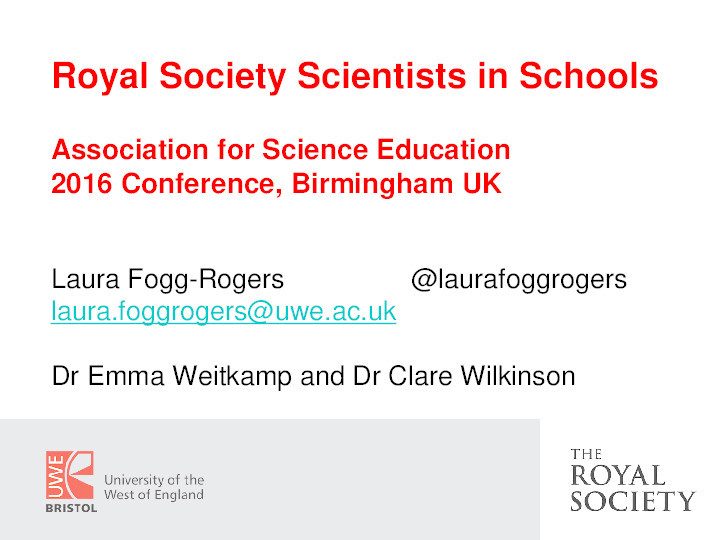 Royal Society scientists in schools Thumbnail