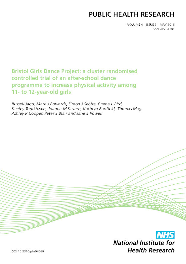 Bristol Girls Dance Project: A cluster randomised controlled trial of an after-school dance programme to increase physical activity among 11- to 12-year-old girls Thumbnail