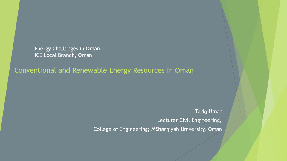 Conventional and renewable energy resources in Oman Thumbnail