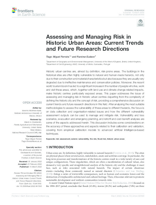 Assessing and Managing Risk in Historic Urban Areas: Current Trends and Future Research Directions Thumbnail