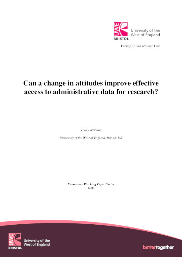 Can a change in attitudes improve effective access to administrative data for research? Thumbnail
