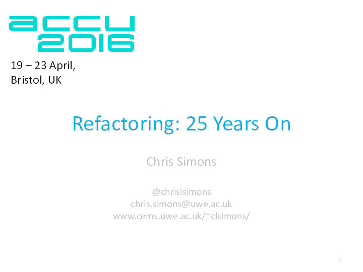 Refactoring: 25 years on Thumbnail