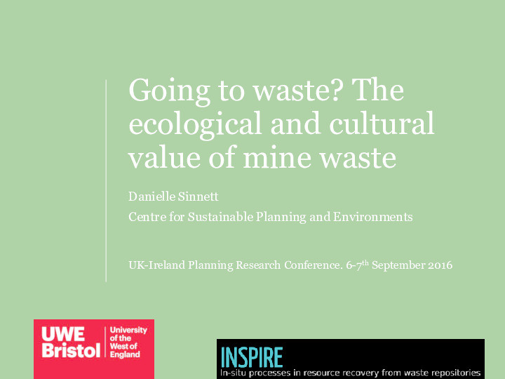 Going to waste? The ecological and cultural value of mine wastes Thumbnail