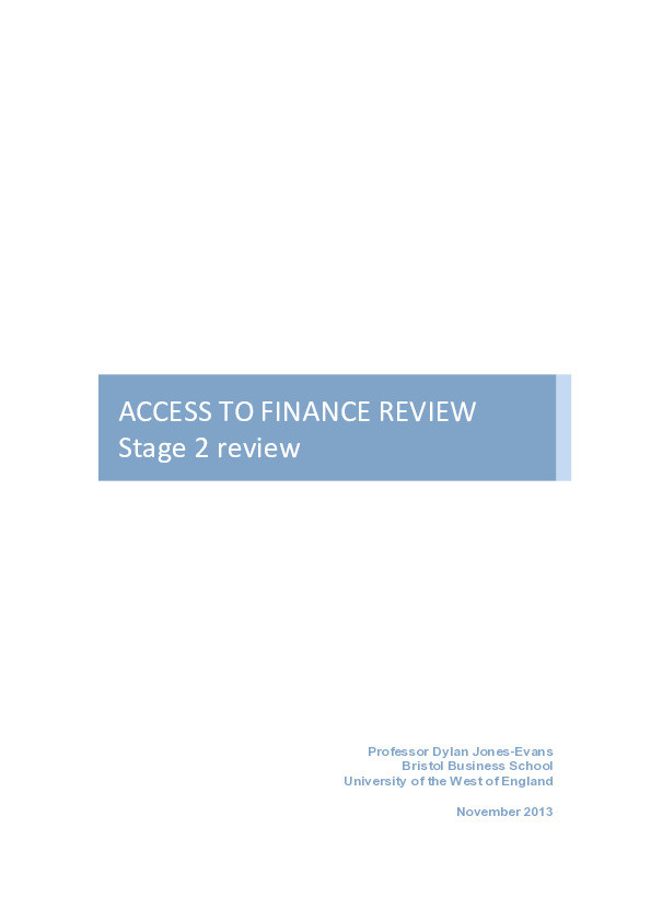 Access to finance review: Stage 2 review Thumbnail