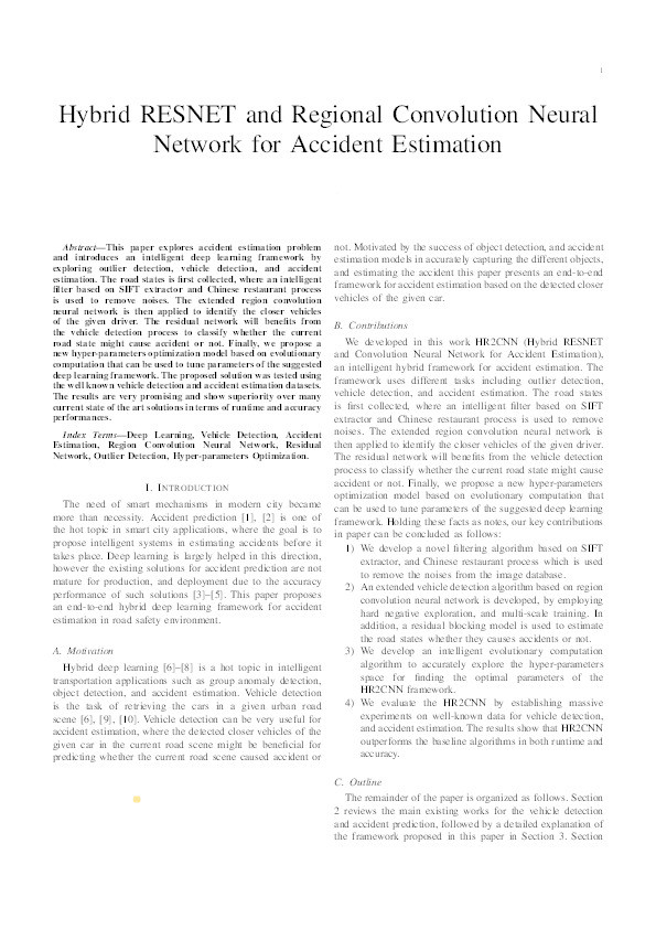 Hybrid RESNET and regional convolution neural network for accident estimation Thumbnail
