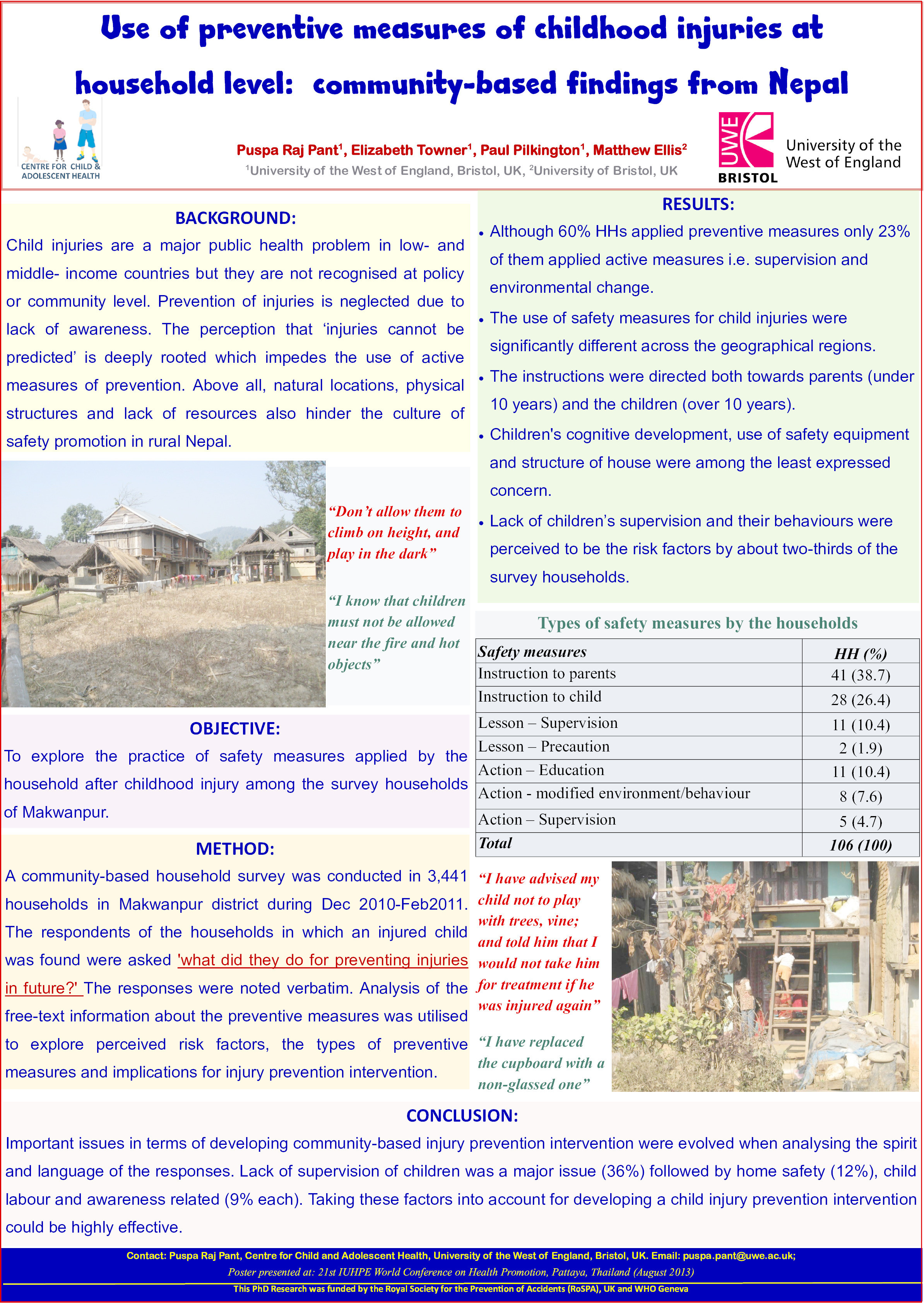 Use of preventive measures of childhood injuries at household level: Community-based findings from Nepal Thumbnail