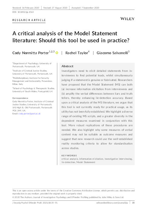 A critical analysis of the Model Statement literature: Should this tool be used in practice? Thumbnail
