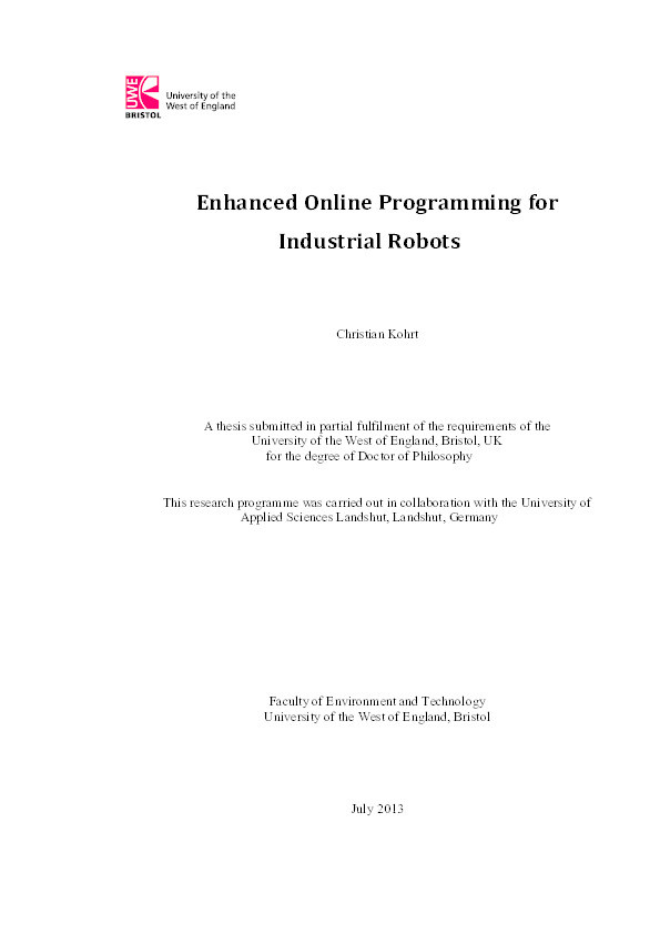 Enhanced online programming for industrial robots Thumbnail