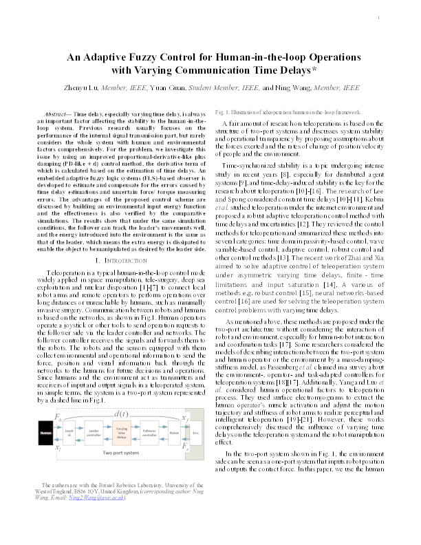 An adaptive fuzzy control for human-in-the-loop operations with varying communication time delays Thumbnail