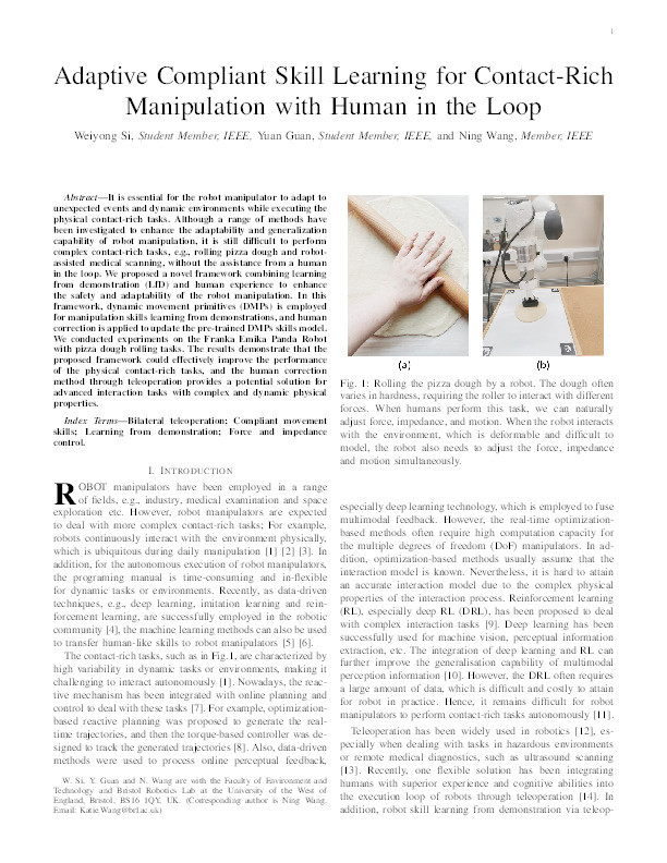 Adaptive compliant skill learning for contact-rich manipulation with human in the loop Thumbnail