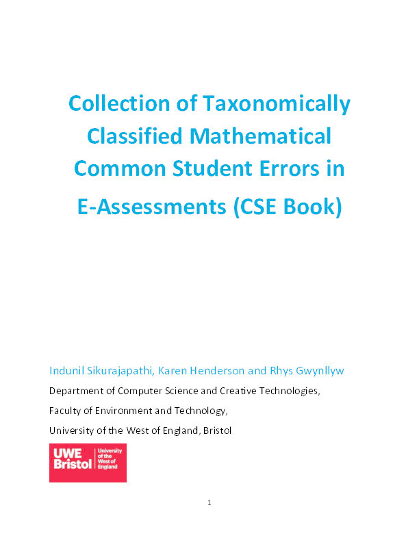 Collection of taxonomically classified mathematical common student errors in e assessments - (CSE Book) Thumbnail