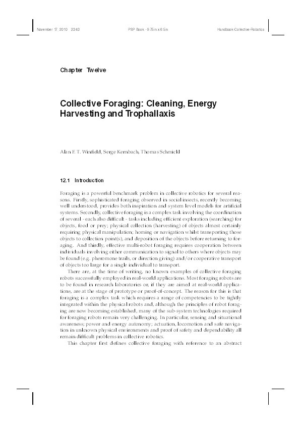 Collective foraging: Cleaning, energy harvesting and trophallaxis Thumbnail