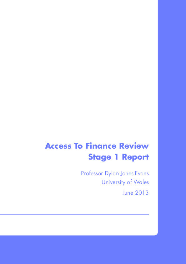 Access to finance review: Stage 1 report Thumbnail