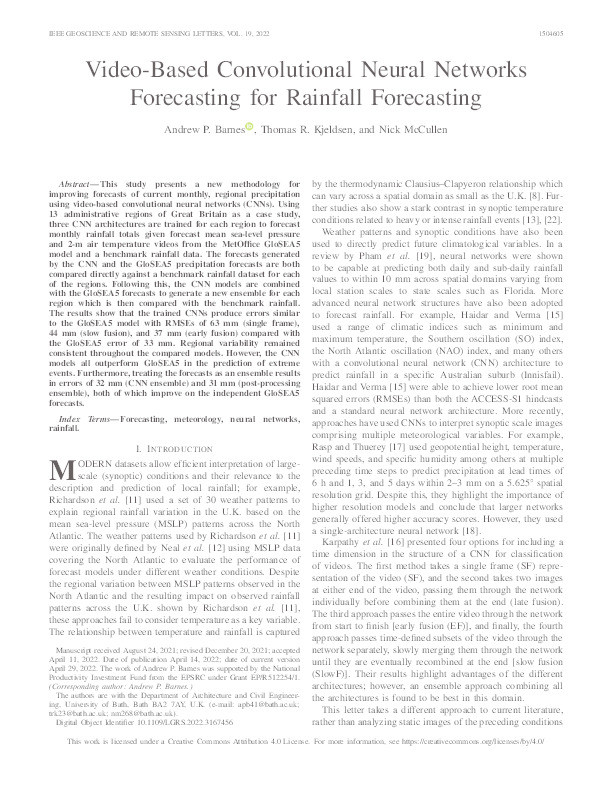 Video based convolutional neural networks forecasting for rainfall forecasting Thumbnail