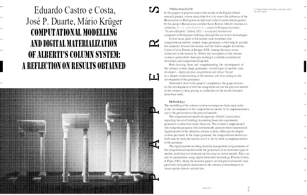 Computational modelling and digital materialization of Alberti’s column system: a reflection on results obtained Thumbnail