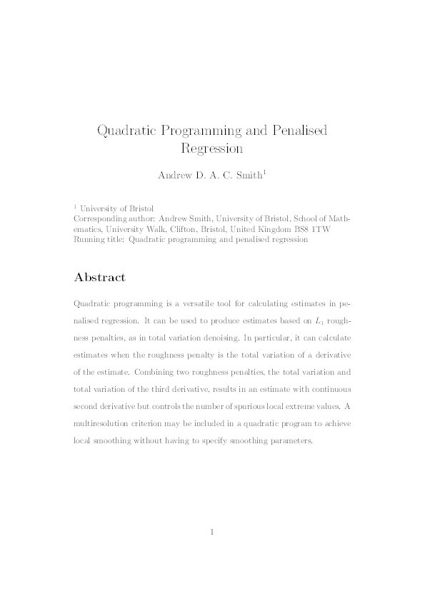 Quadratic programming and penalized regression Thumbnail