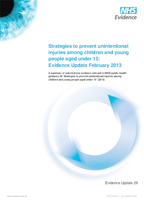 Strategies to prevent unintentional injuries among children and young people aged under 15: Evidence update February 2013 Thumbnail