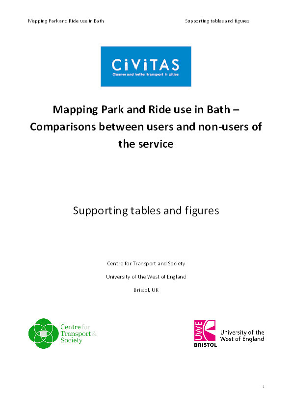 Mapping Park and Ride use in Bath – Comparisons between users and non-users of the service Thumbnail