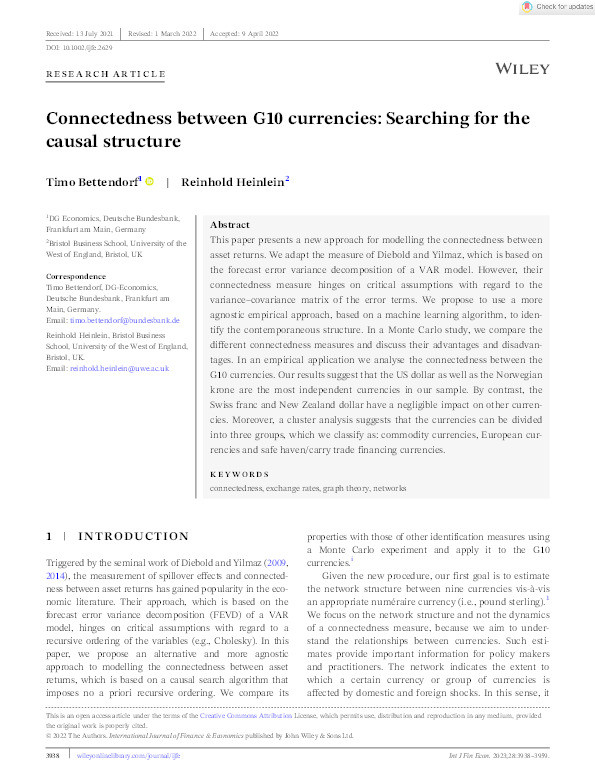 Connectedness between G10 currencies: Searching for the causal structure Thumbnail
