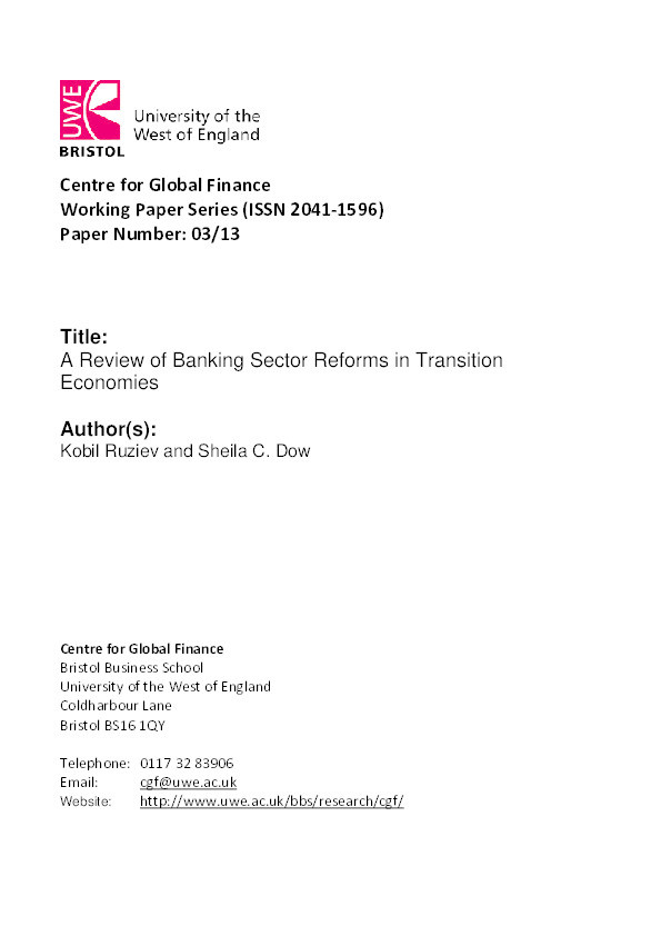 A review of banking sector reforms in transition economies Thumbnail