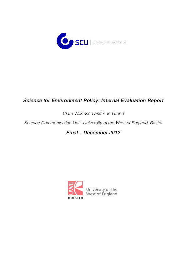 Science for environment policy: Internal evaluation report Thumbnail
