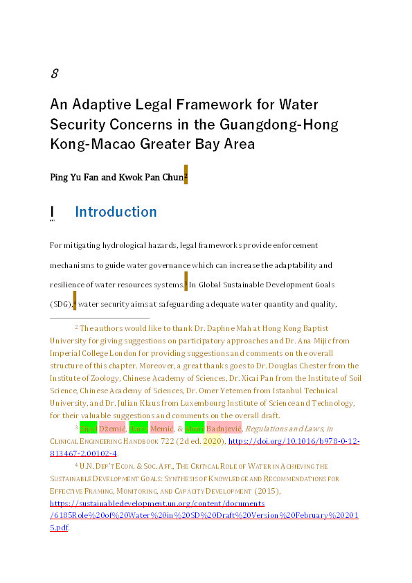An adaptive legal framework for water security concerns in the Guangdong-Hong Kong-Macao Greater Bay Area Thumbnail