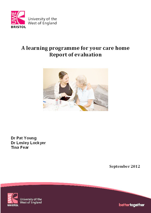 A learning programme for your care home : Report of evaluation Thumbnail
