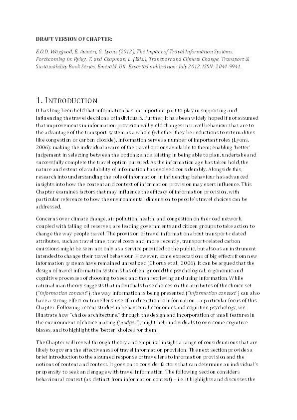 Chapter 12: The role of information in reducing the impacts of climate change for transport applications Thumbnail