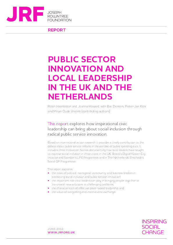 Public Sector Innovation and Local Leadership in the UK and The Netherlands Thumbnail